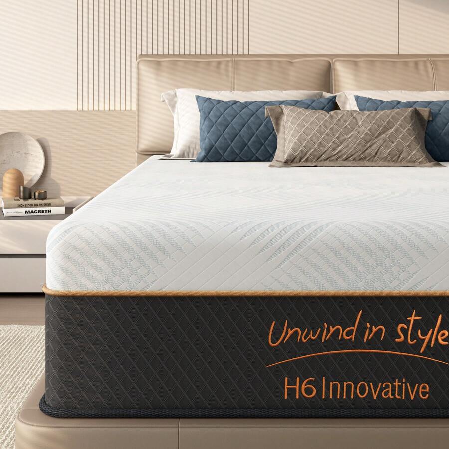 Memory Foam Mattress In A Box Queen - ที่นอนเมมโมรี่โฟมขนาด 10/12 นิ้ว, ที่นอนสปริงแบบกล่องสำหรับเตียงขนาดทวิน/ฟูล/ควีน/คิง, รองรับน้ำหนักได้ปานกลาง, ช่วยลดแรงกดทับ,