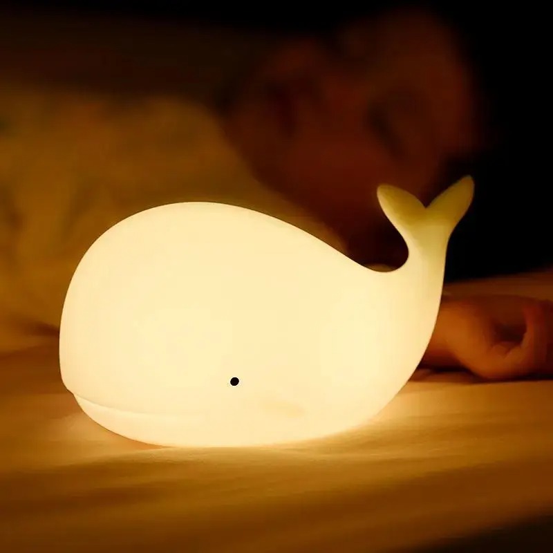 Floating Nightstand With Led Light - ไฟ LED กลางคืนรูปปลาน่ารัก การ์ตูนสัตว์ โคมไฟซิลิโคนสำหรับเด็ก ระบบสัมผัส