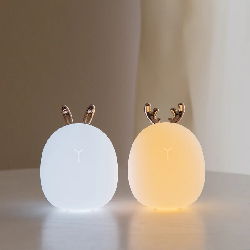 Floating Nightstand With Led Light - โคมไฟ LED กล่องรูปกระต่ายกวางแบบสัมผัสซิลิโคนไฟกลางคืนแบบชาร์จไฟได้โคมไฟสร้างบรรยากาศสำหรับเทศกาลคริสต์มาสไฟเด็กเล็กสำหรับเด็ก