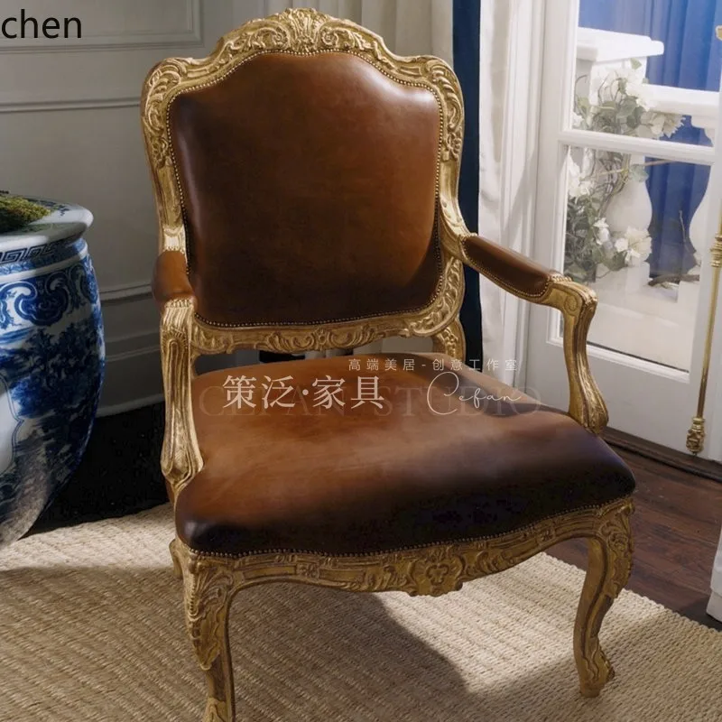 Sofas - เก้าอี้สำนักงาน TQH7.2 สไตล์วินเทจ แบบมีพนักแขน สไตล์ฝรั่งเศส สีทอง