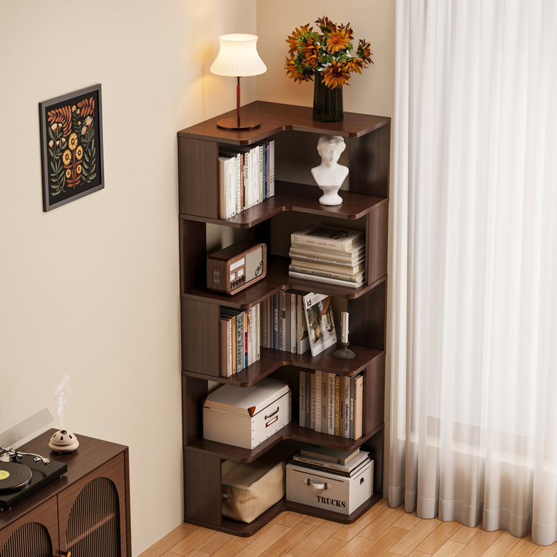 Storage - ชั้นวางหนังสือไม้จริง HYS สำหรับมุมห้องนั่งเล่น ตู้มุมติดผนัง ชั้นเก็บของมุมห้องนอน ชั้นวางหนังสือแบบเรียบง่าย