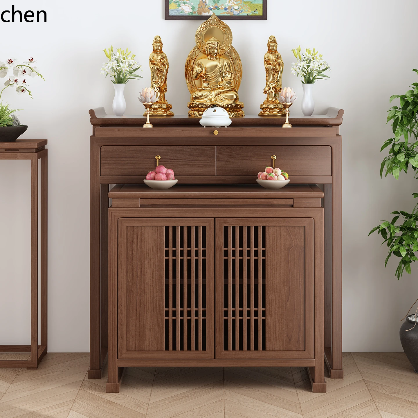Tables - โต๊ะบูชาไม้เชอร์รี่ r5.20 โต๊ะบูชาไม้เนื้อแข็งสำหรับใช้ในบ้าน ชุดโต๊ะบูชาพระพุทธรูป กล่องใส่ธูปไต้หวัน โต๊ะขนาดเล็กสำหรับห้องนั่งเล่น