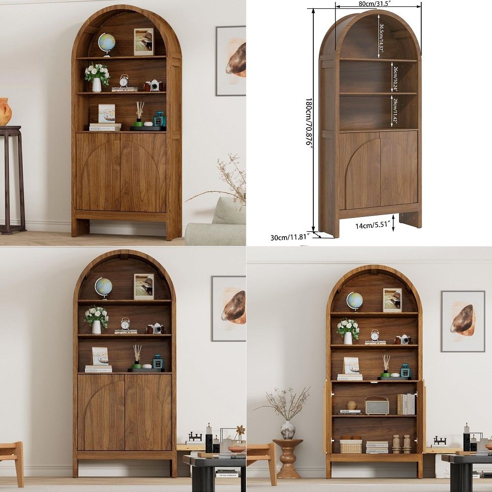 Storage - ตู้โชว์ทรงโค้งพร้อมบานประตู, ตู้โชว์ทรงสูง 5 ชั้น, ตู้เก็บของขนาด 71