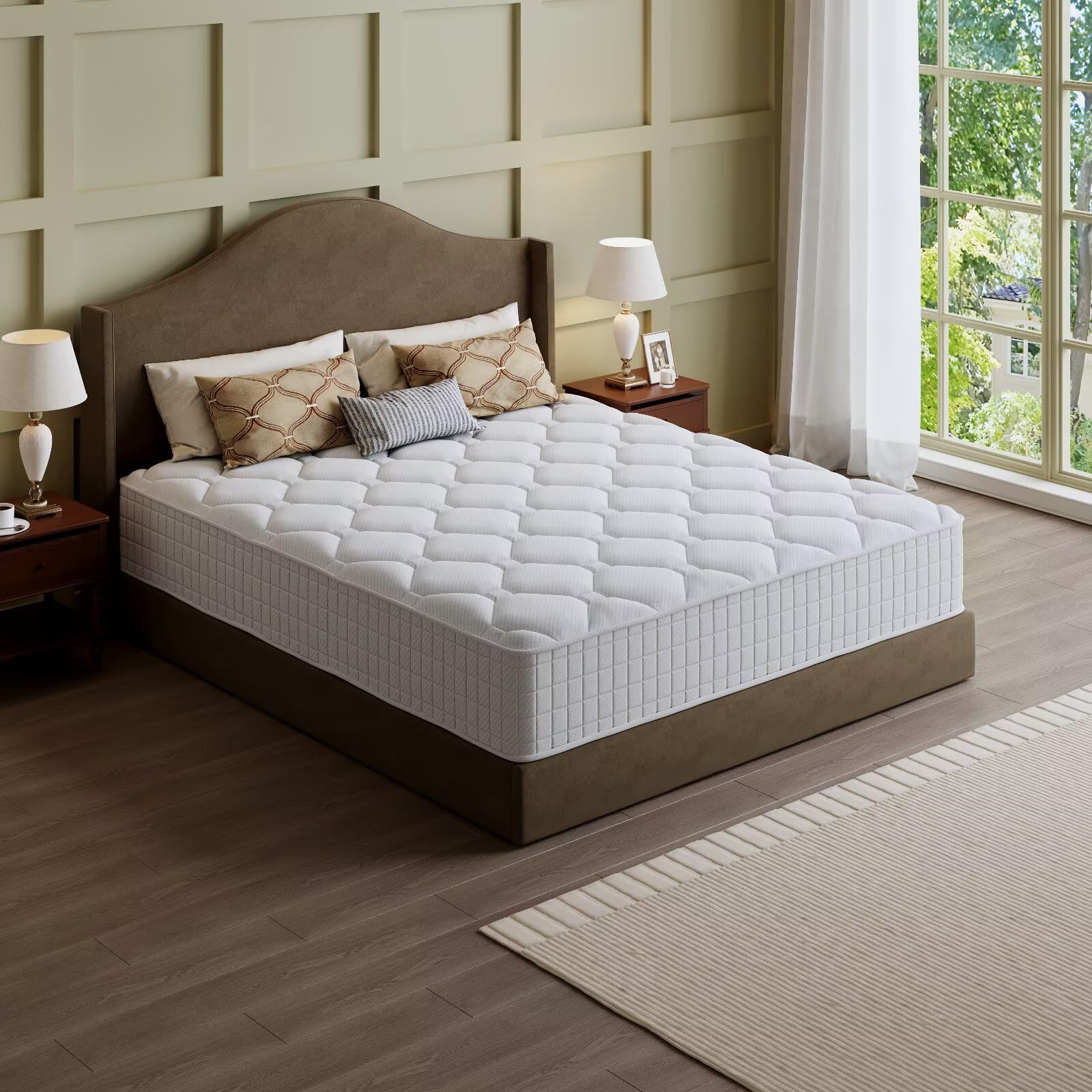 Memory Foam Mattress In A Box Queen - ที่นอนควีนไซส์, ที่นอนไฮบริดเมมโมรี่โฟมหนา 14 นิ้วในกล่อง, เจลระบายความร้อนเพื่อบรรเทาแรงกดทับและรองรับอาการปวดหลัง