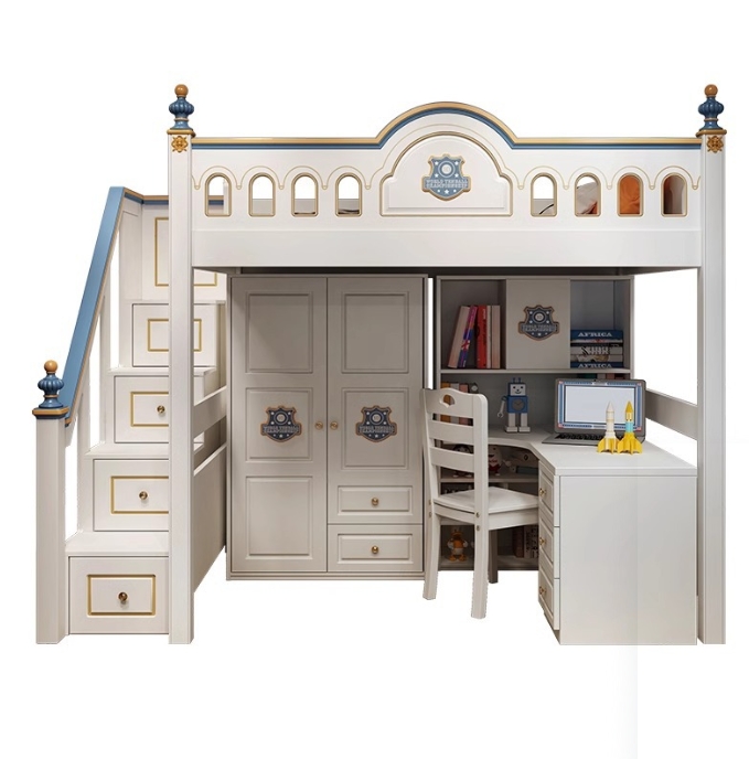 เตียงสองชั้นทรงปราสาทไม้สำหรับ - Bunk Bed With Stairs And Slide บทวิจารณ์และราคา