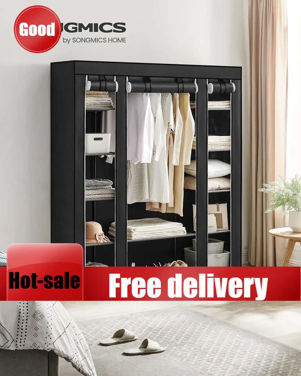 ตู้เสื้อผ้าเคลื่อนที่ Cheng-Cl - Wardrobe Closet Portable Fabric Cover บทวิจารณ์และราคา