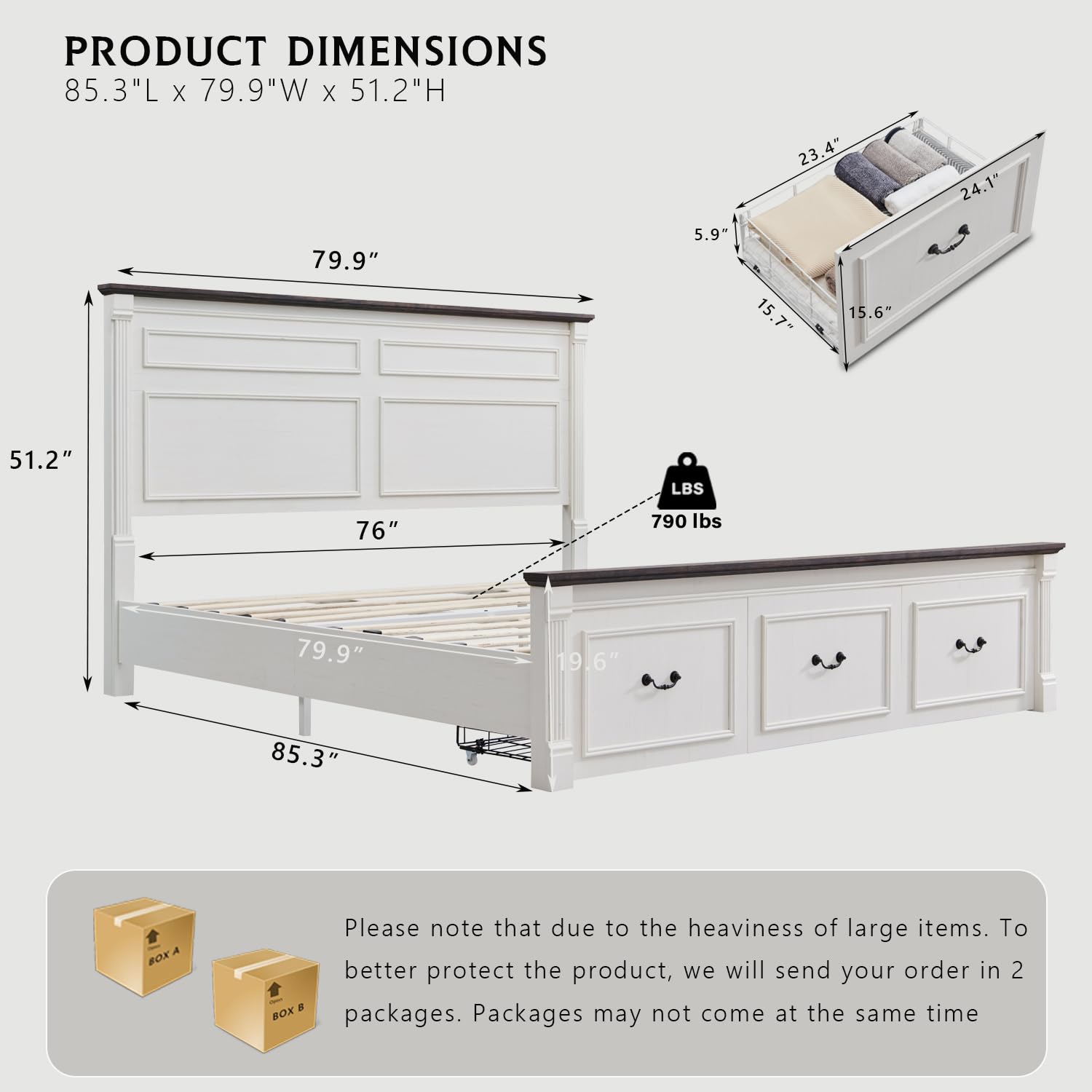 โครงเตียงขนาดคิงไซส์สไตล์ฟาร์ม - King Size Bed Frame With Storage Drawers บทวิจารณ์และราคา