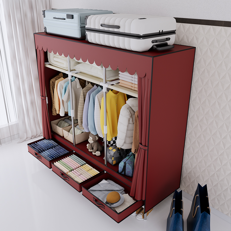 ตู้เสื้อผ้าแบบพกพา โครงเหล็ก ผ - Wardrobe Closet Portable Fabric Cover บทวิจารณ์และราคา