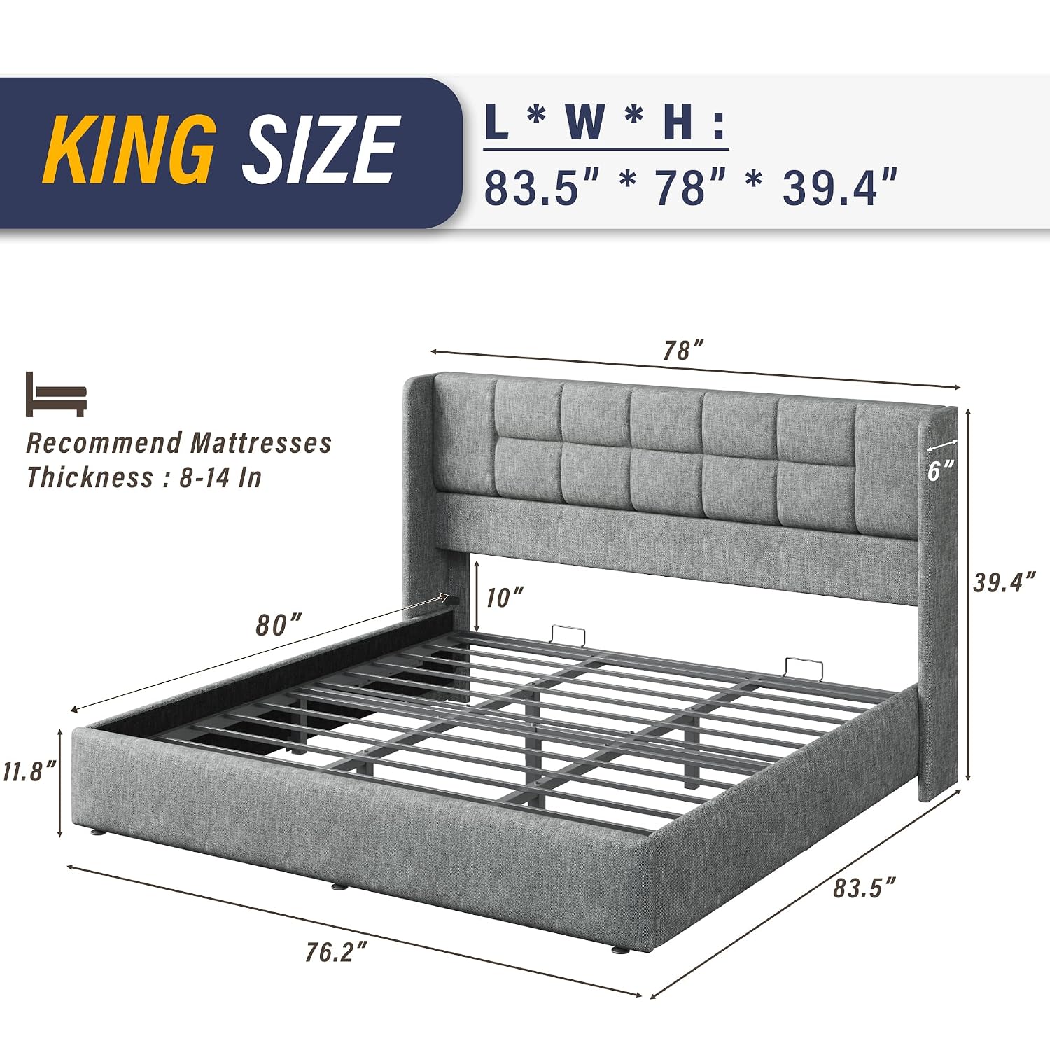 โครงเตียงคิงไซส์พร้อมระบบยกไฮด - Gas Lift Storage Bed Hydraulic บทวิจารณ์และราคา