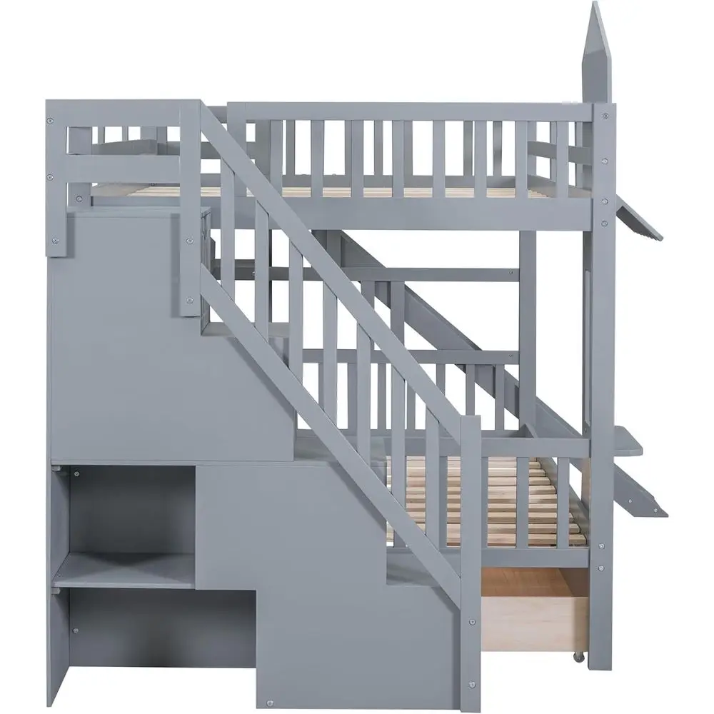 เตียงสองชั้นขนาดใหญ่พร้อมบันได - Bunk Bed With Stairs And Slide บทวิจารณ์และราคา