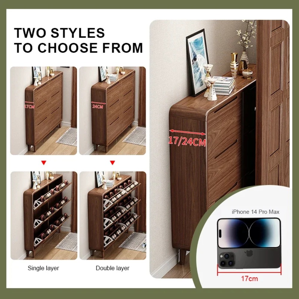 ตู้เก็บรองเท้าแบบพับได้ทรงเพรี - Shoe Rack Cabinet Narrow Entryway บทวิจารณ์และราคา