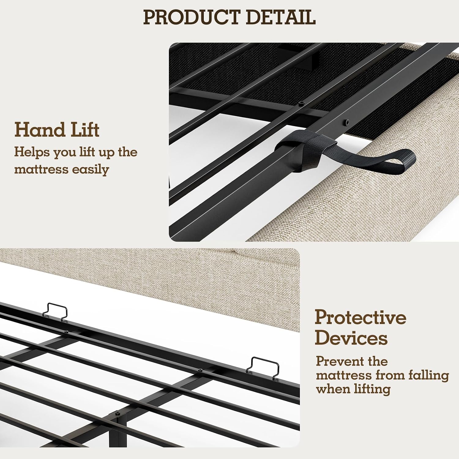 โครงเตียงคิงไซส์หุ้มผ้าลินิน พ - Gas Lift Storage Bed Hydraulic บทวิจารณ์และราคา