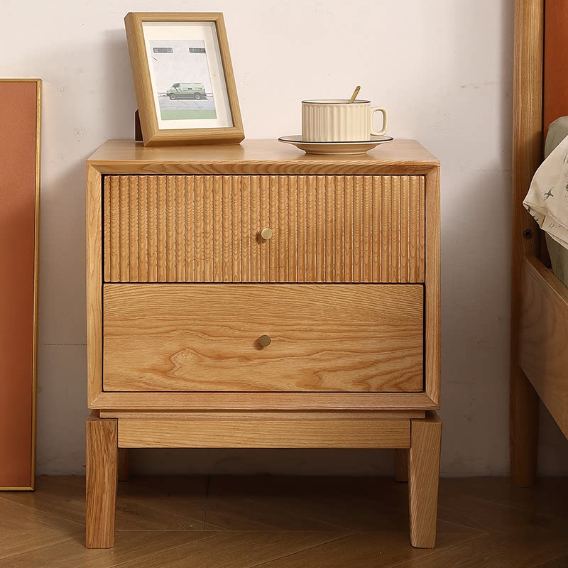 โต๊ะข้างเตียงไม้เนื้อแข็งสไตล์ - Solid Wood Nightstand 2 Drawers บทวิจารณ์และราคา