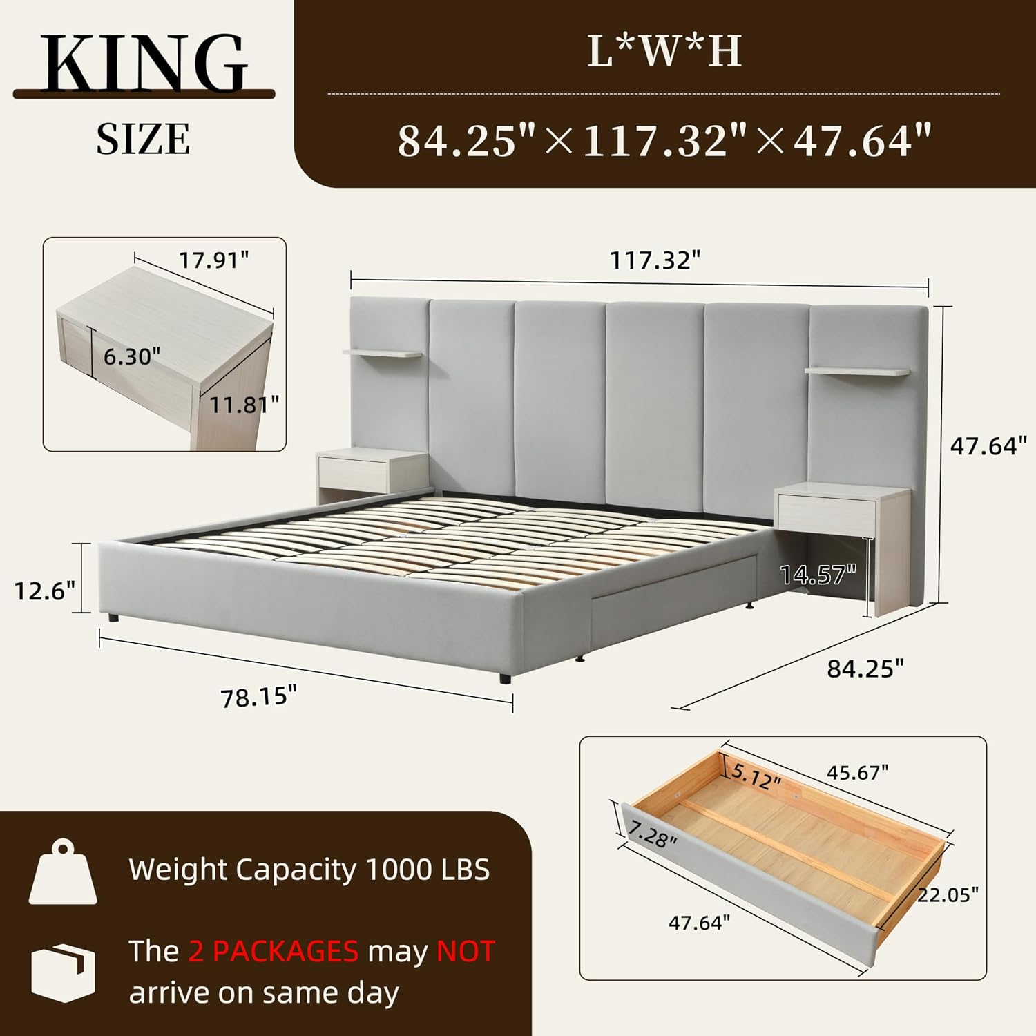 โครงเตียงขนาดคิงไซส์พร้อมที่เก - King Size Bed Frame With Storage Drawers บทวิจารณ์และราคา