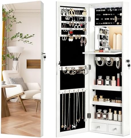 ตู้เก็บเครื่องประดับแบบล็อคได้ - Full Length Mirror Jewelry Armoire บทวิจารณ์และราคา