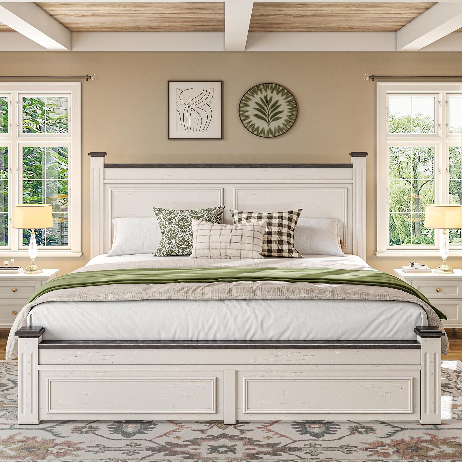 โครงเตียงขนาดคิงไซส์ หัวเตียงส - King Size Bed Frame With Storage Drawers บทวิจารณ์และราคา
