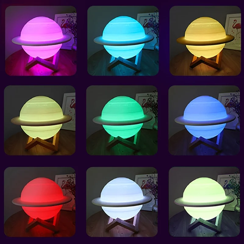 LED Night Light 3D พิมพ์ Satur - Floating Nightstand With Led Light บทวิจารณ์และราคา