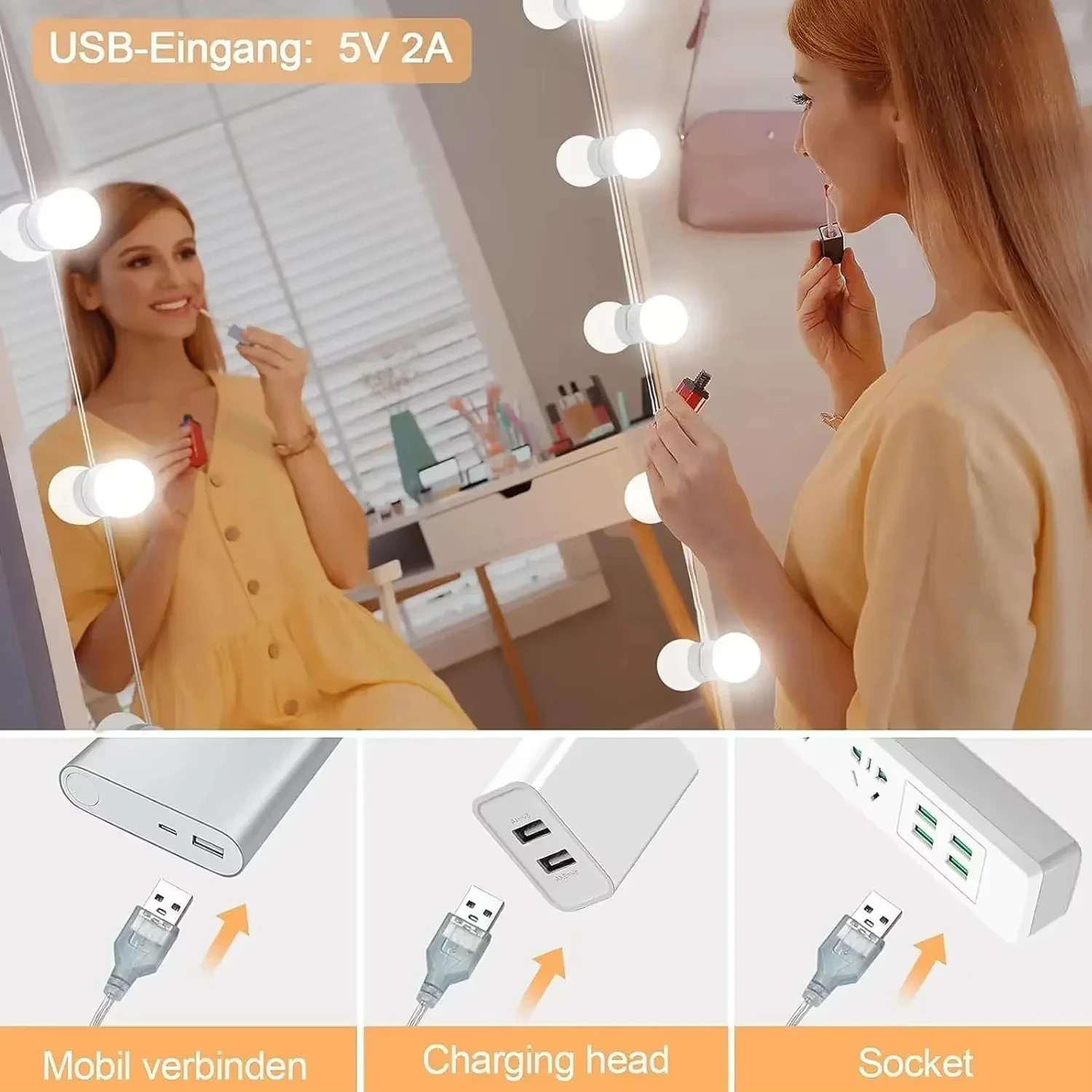 ชุดไฟแต่งหน้าแบบฮอลลีวูดพร้อมห - Dressing Table Vanity With Lighted Mirror บทวิจารณ์และราคา