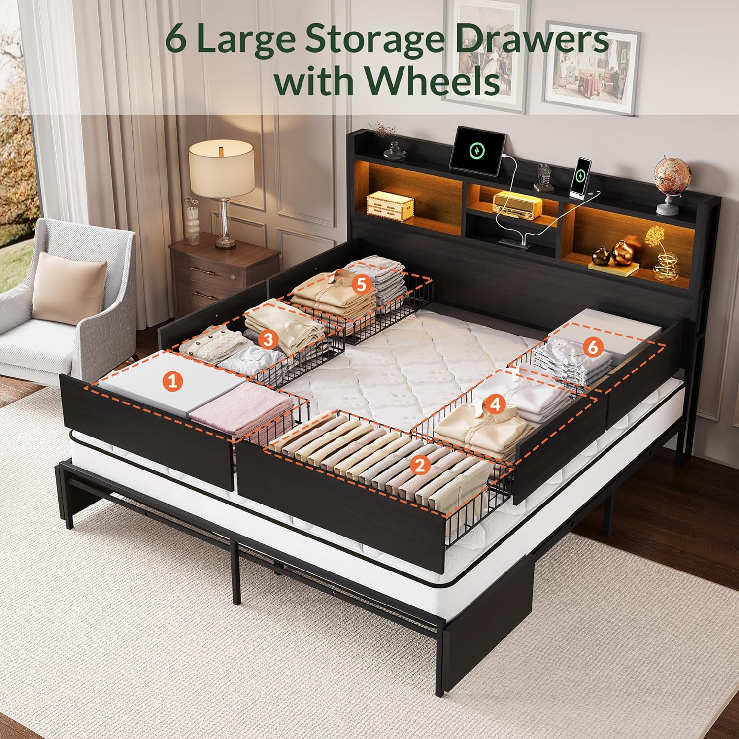โครงเตียงขนาดคิงไซส์พร้อมลิ้นช - King Size Bed Frame With Storage Drawers บทวิจารณ์และราคา