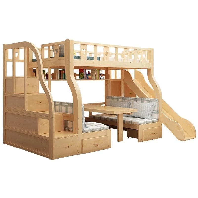 เตียงสองชั้นอเนกประสงค์ไม้จริง - Bunk Bed With Stairs And Slide บทวิจารณ์และราคา