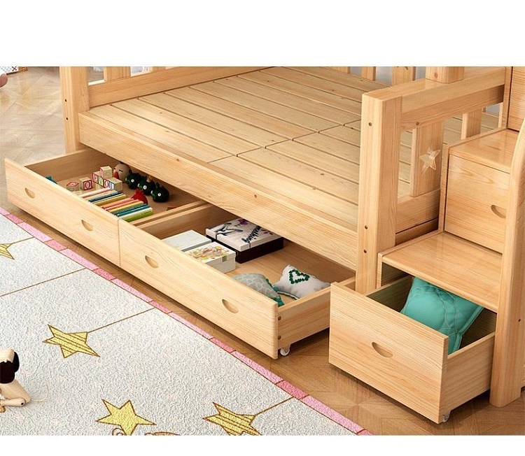เตียงสองชั้นอเนกประสงค์ไม้จริง - Bunk Bed With Stairs And Slide บทวิจารณ์และราคา