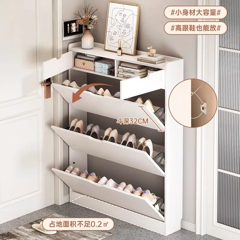 ตู้เก็บรองเท้าไม้เนื้อแข็ง ลึก - Shoe Rack Cabinet Narrow Entryway บทวิจารณ์และราคา