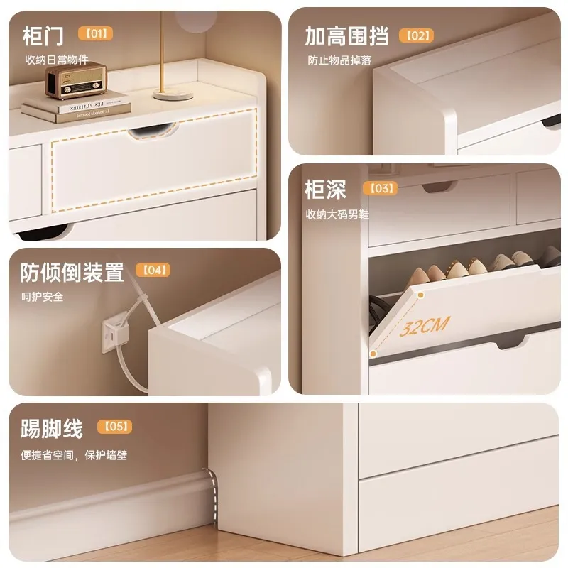 ตู้เก็บรองเท้าไม้เนื้อแข็ง ลึก - Shoe Rack Cabinet Narrow Entryway บทวิจารณ์และราคา