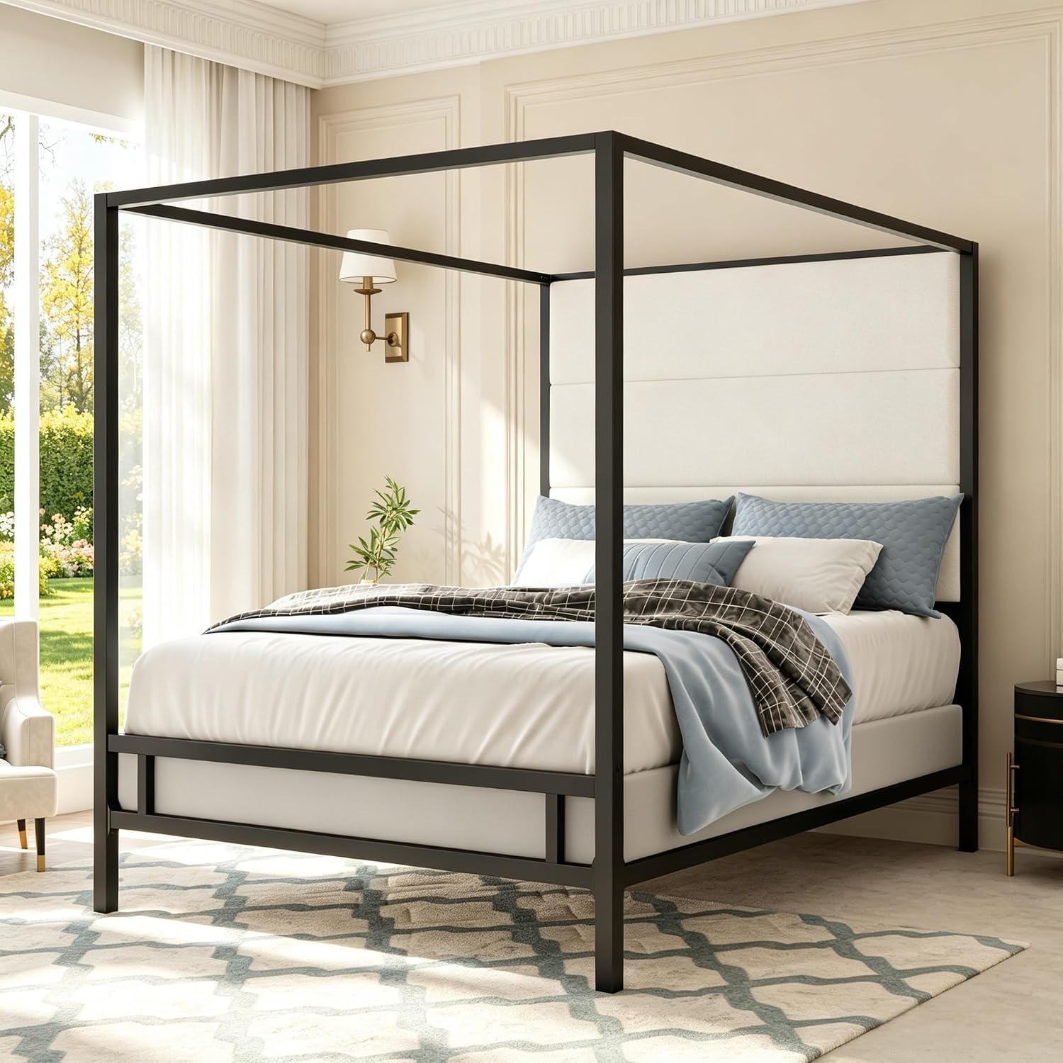 เตียงควีนไซส์แบบมีหลังคา หุ้มก - Canopy Bed Frame Metal Queen บทวิจารณ์และราคา
