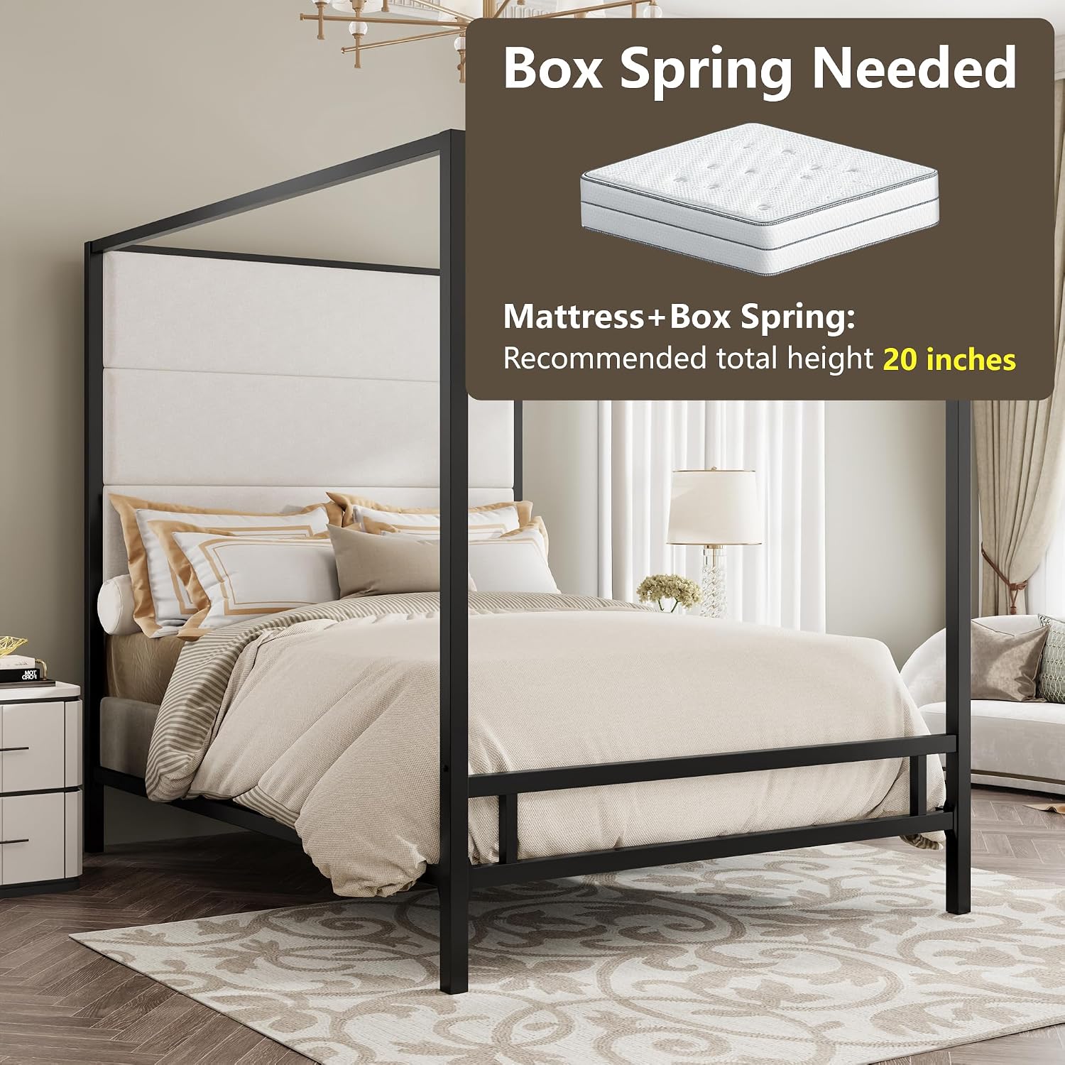 เตียงควีนไซส์แบบมีหลังคา หุ้มก - Canopy Bed Frame Metal Queen บทวิจารณ์และราคา