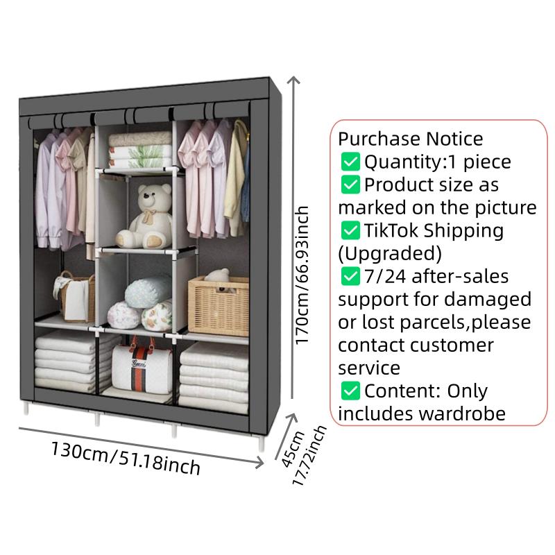 ตู้เสื้อผ้าแบบพกพาขนาด 64 นิ้ว - Wardrobe Closet Portable Fabric Cover บทวิจารณ์และราคา