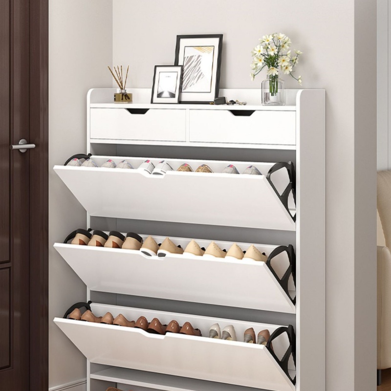 ตู้เก็บรองเท้าไม้ 2 ชั้น พร้อม - Shoe Rack Cabinet Narrow Entryway บทวิจารณ์และราคา