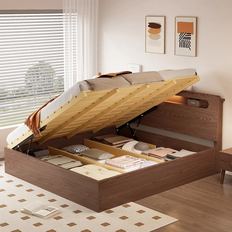 เตียงเก็บของไฮดรอลิกไม้เนื้อแข - Gas Lift Storage Bed Hydraulic บทวิจารณ์และราคา