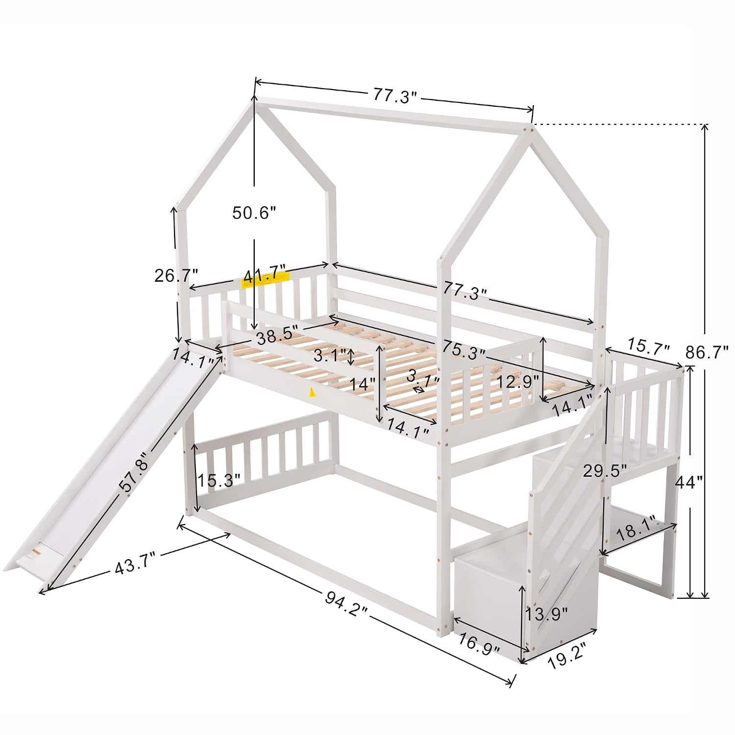 เตียงสองชั้นแบบ Twin Over Twin - Bunk Bed With Stairs And Slide บทวิจารณ์และราคา