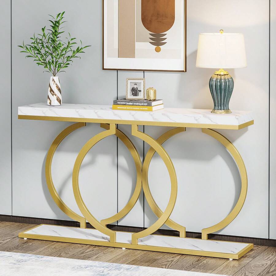 โต๊ะคอนโซลสีทองสไตล์โมเดิร์นขน - Sofas บทวิจารณ์และราคา