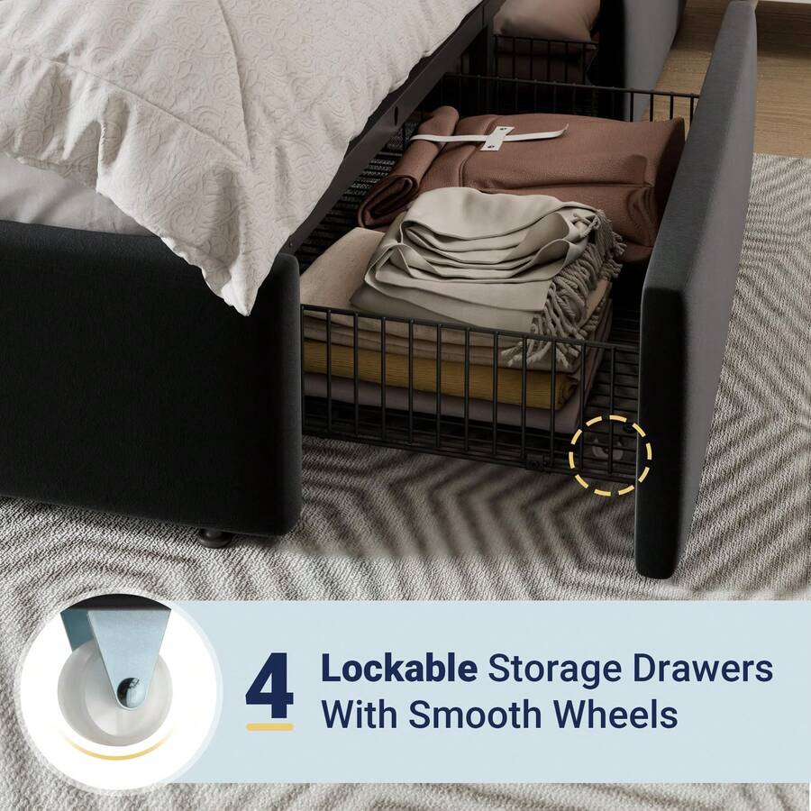 โครงเตียงขนาดฟูล/ควีน/คิงไซส์  - King Size Bed Frame With Storage Drawers บทวิจารณ์และราคา