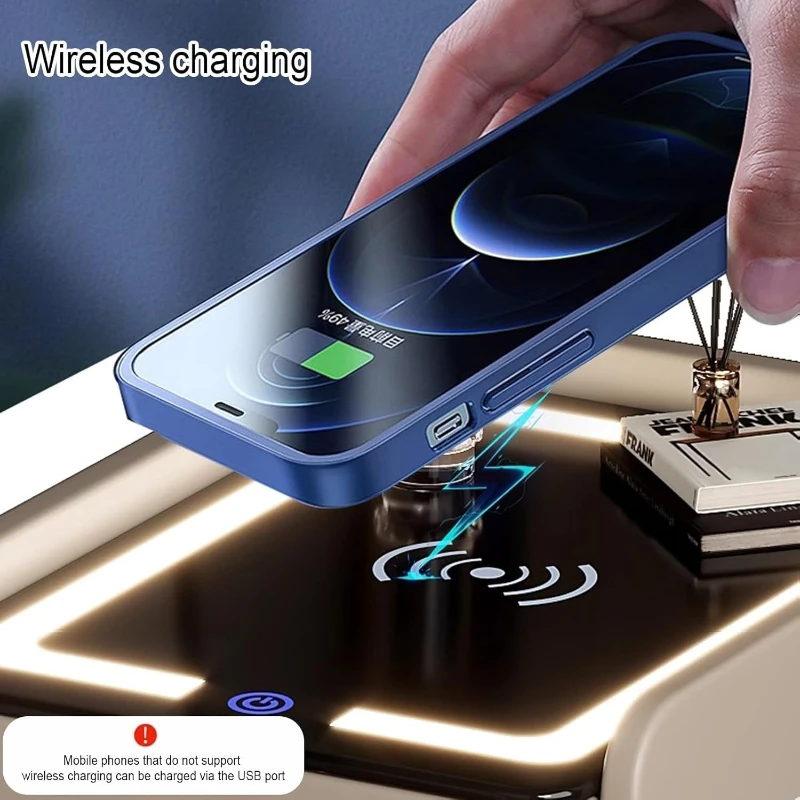 โต๊ะข้างเตียงพร้อมพอร์ต USB ไฟ - Solid Wood Nightstand 2 Drawers บทวิจารณ์และราคา