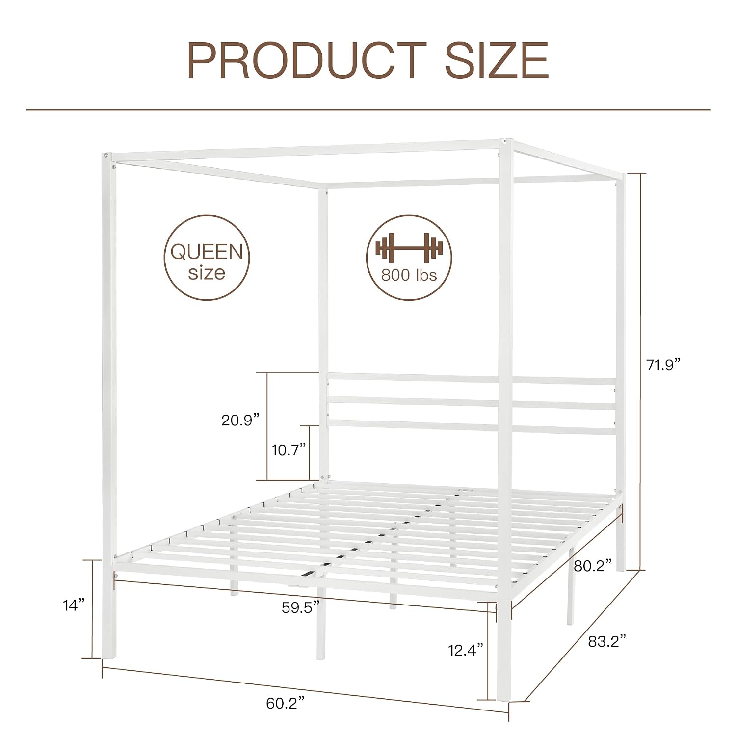 โครงเตียงโลหะแบบมีหลังคา รับน้ - Canopy Bed Frame Metal Queen บทวิจารณ์และราคา