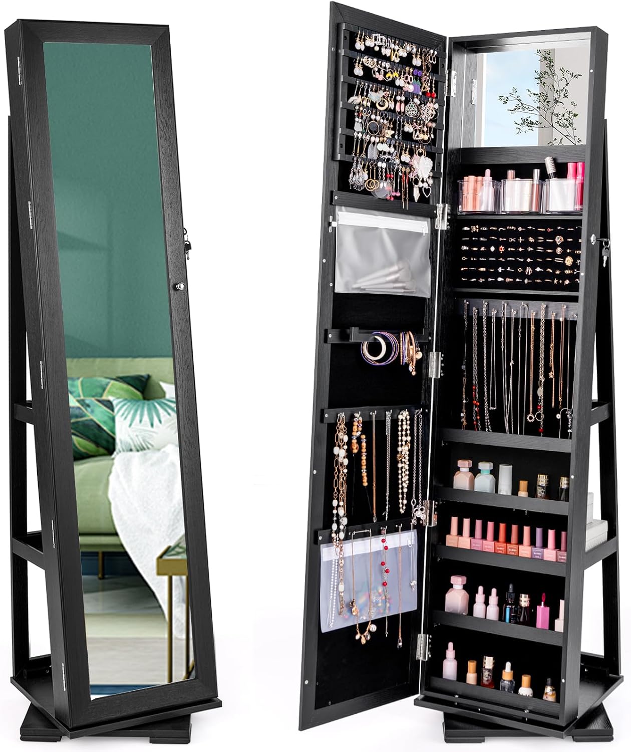 ตู้เก็บเครื่องประดับแบบตั้งพื้ - Full Length Mirror Jewelry Armoire บทวิจารณ์และราคา