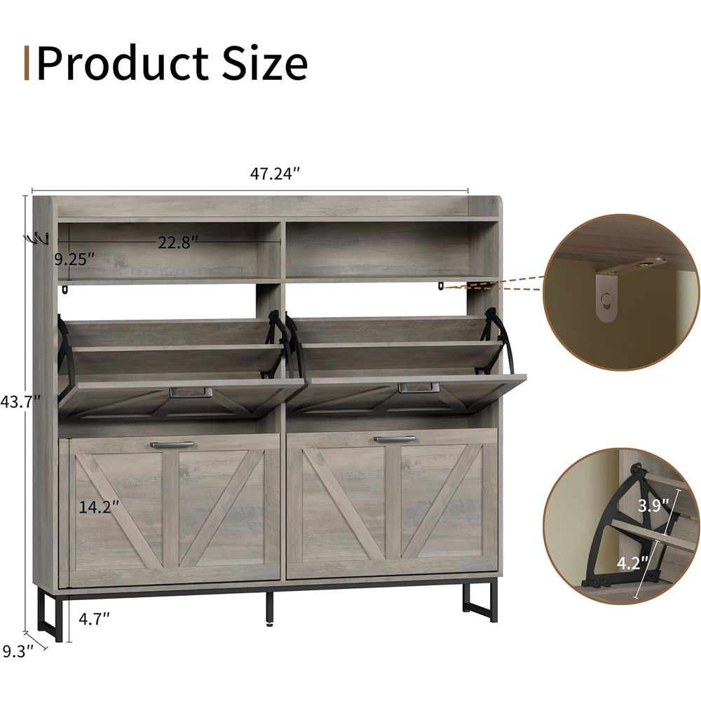 ตู้เก็บรองเท้าพร้อมชั้นวาง 4 ช - Shoe Rack Cabinet Narrow Entryway บทวิจารณ์และราคา