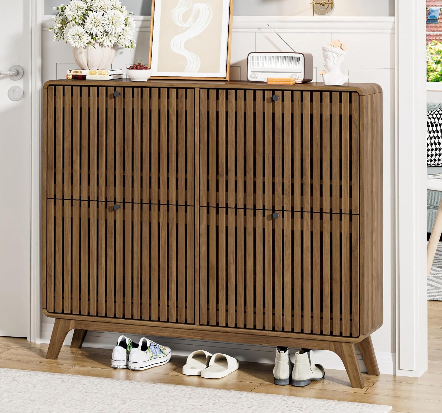 # ตู้เก็บรองเท้าไม้ไผ่ขนาดใหญ่ - Shoe Rack Cabinet Narrow Entryway บทวิจารณ์และราคา