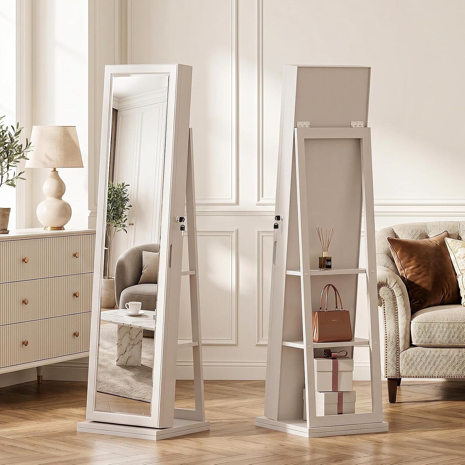 ตู้เก็บเครื่องประดับ 4-in-1 แบ - Full Length Mirror Jewelry Armoire บทวิจารณ์และราคา