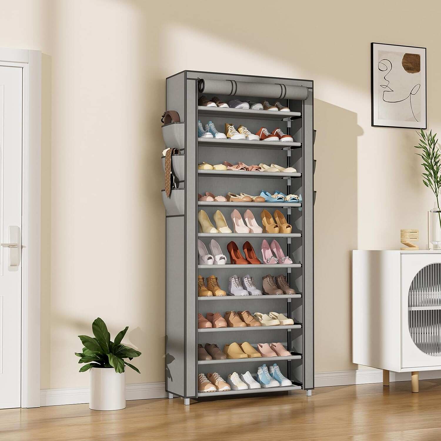 ชั้นวางรองเท้าทรงสูงแบบประหยัด - Shoe Rack Cabinet Narrow Entryway บทวิจารณ์และราคา